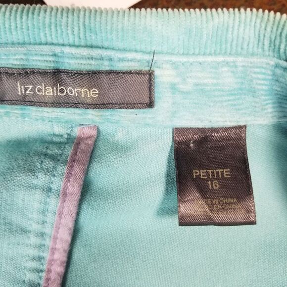 Vintage Retro 80s Style Liz Claiborne Blue Corduroy Coat Jacket 16P - Picture 10 of 11